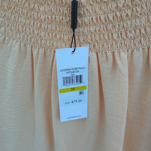 Calvin Klein Long Sleeve Smocked Top Tie Detail - Picture 5 of 5